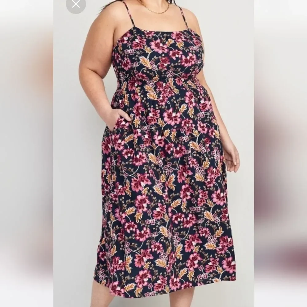 Old Navy Pink and Green Maxi A-Line Skirt